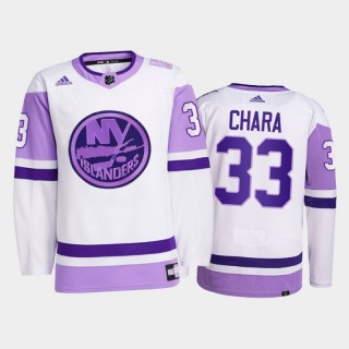 Zdeno Chara 2021 HockeyFightsCancer Islanders White Primegreen Jersey