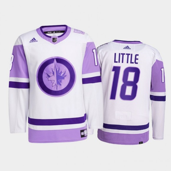 Bryan Little 2021 HockeyFightsCancer Jersey Winnipeg Jets White Primegreen