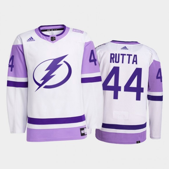 Jan Rutta 2021 HockeyFightsCancer Lightning White Primegreen Jersey