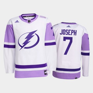 Mathieu Joseph 2021 HockeyFightsCancer Lightning White Primegreen Jersey