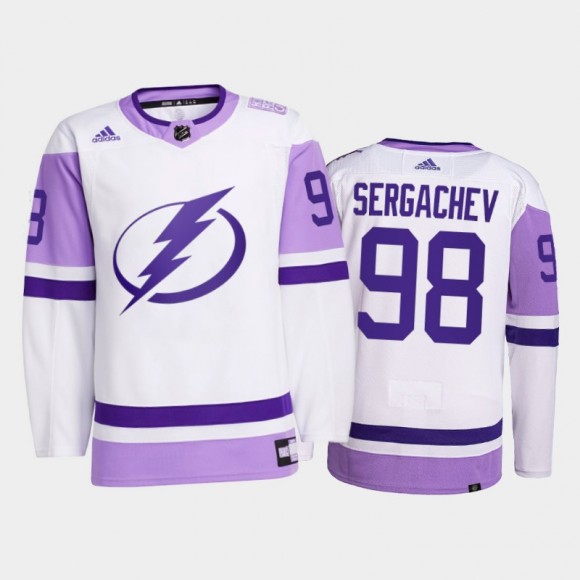 Mikhail Sergachev 2021 HockeyFightsCancer Lightning White Primegreen Jersey