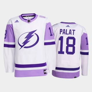 Ondrej Palat 2021 HockeyFightsCancer Lightning White Primegreen Jersey