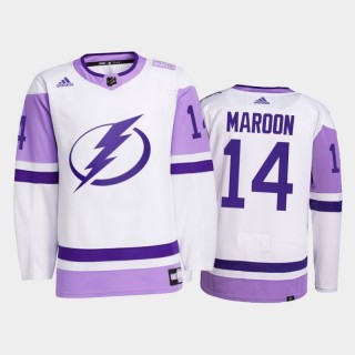 Patrick Maroon 2021 HockeyFightsCancer Lightning White Primegreen Jersey
