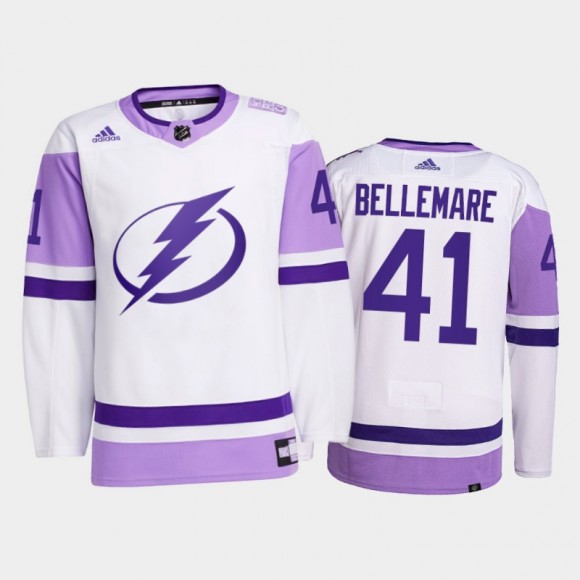 Pierre-Edouard Bellemare 2021 HockeyFightsCancer Lightning White Primegreen Jersey