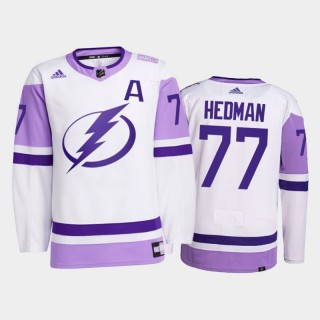Victor Hedman 2021 HockeyFightsCancer Lightning White Primegreen Jersey