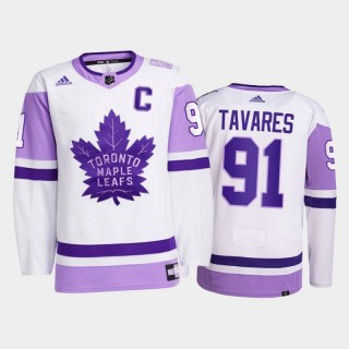 John Tavares 2021 HockeyFightsCancer Jersey Toronto Maple Leafs White Primegreen