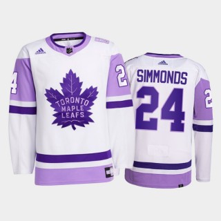 Wayne Simmonds 2021 HockeyFightsCancer Jersey Toronto Maple Leafs White Primegreen