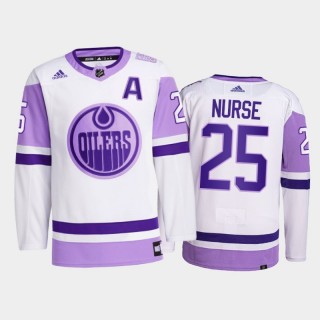 Darnell Nurse 2021 HockeyFightsCancer Jersey Edmonton Oilers White Primegreen