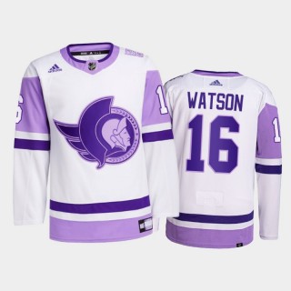 Austin Watson 2021 HockeyFightsCancer Jersey Ottawa Senators White Primegreen