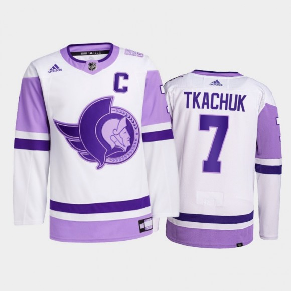 Brady Tkachuk 2021 HockeyFightsCancer Jersey Ottawa Senators White Primegreen