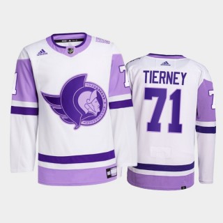 Chris Tierney 2021 HockeyFightsCancer Jersey Ottawa Senators White Primegreen