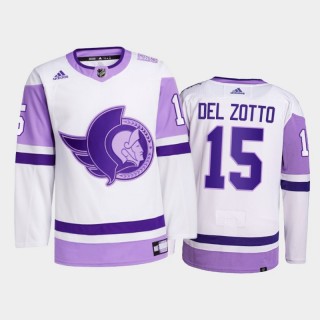 Michael Del Zotto 2021 HockeyFightsCancer Jersey Ottawa Senators White Primegreen
