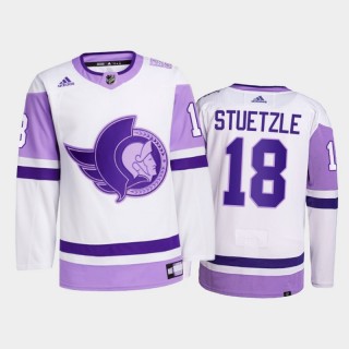 Tim Stuetzle 2021 HockeyFightsCancer Jersey Ottawa Senators White Primegreen