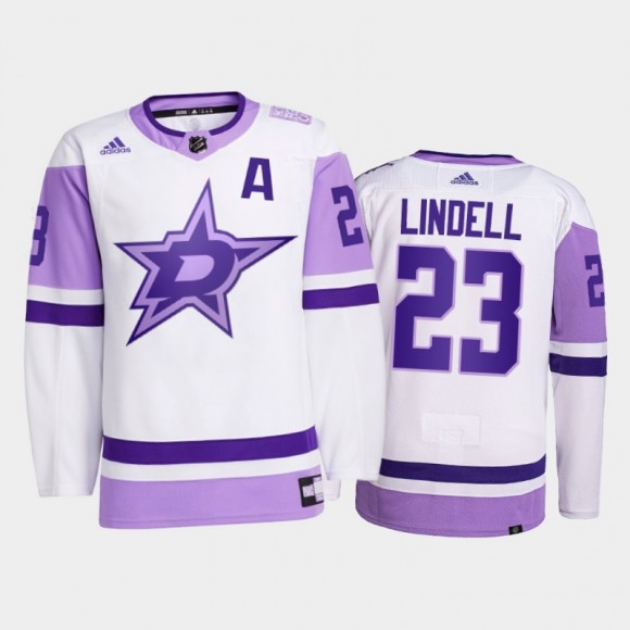 Esa Lindell 2021 HockeyFightsCancer Stars White Primegreen Jersey