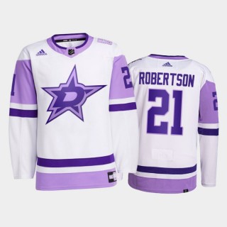 Jason Robertson 2021 HockeyFightsCancer Stars White Primegreen Jersey