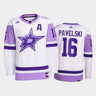 Joe Pavelski 2021 HockeyFightsCancer Stars White Primegreen Jersey