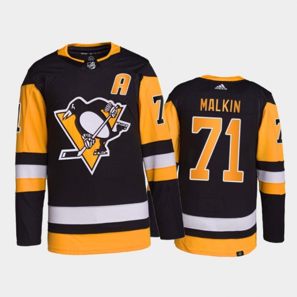 2021-22 Pittsburgh Penguins Evgeni Malkin Opening Night Jersey Black Authentic Primegreen Uniform