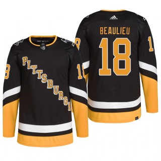 2022 Pittsburgh Penguins Nathan Beaulieu Alternate Jersey Black Primegreen Authentic Pro Uniform
