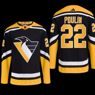 Reverse Retro 2.0 Pittsburgh Penguins Sam Poulin Jersey Authentic Pro Black #22 Uniform