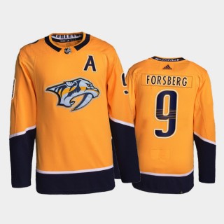 2021-22 Nashville Predators Filip Forsberg Primegreen Authentic Jersey Gold Home Uniform