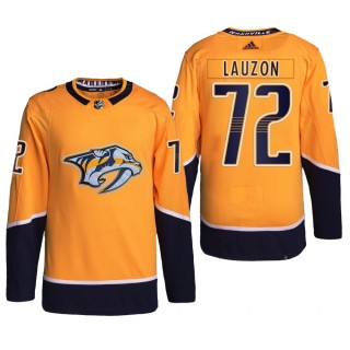 Nashville Predators 2022 Home Jersey Jeremy Lauzon Gold #72 Primegreen Authentic Pro Uniform