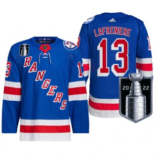 New York Rangers Alexis Lafreniere 2022 Stanley Cup Playoffs Jersey Royal Authentic Pro Uniform