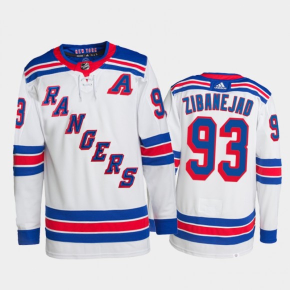 2021-22 New York Rangers Mika Zibanejad Away Jersey White Primegreen Authentic Pro Uniform