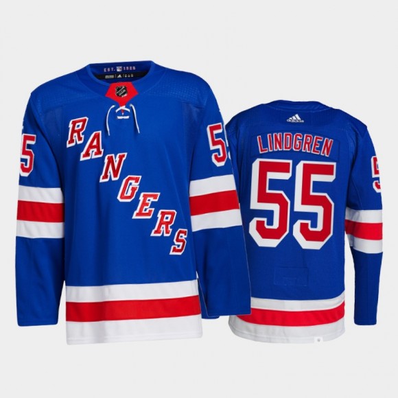 2021-22 New York Rangers Ryan Lindgren Primegreen Authentic Jersey Blue Home Uniform