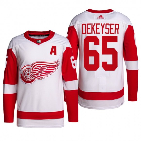 2022 Detroit Red Wings Danny DeKeyser Away Jersey White Primegreen Authentic Pro Uniform