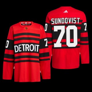 Oskar Sundqvist Detroit Red Wings Authentic Pro Jersey 2022 Red #70 Reverse Retro 2.0 Uniform
