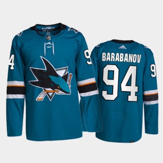2021-22 San Jose Sharks Alexander Barabanov Home Jersey Teal Primegreen Authentic Pro Uniform