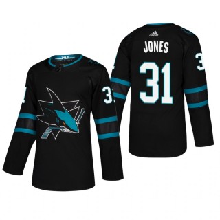 Men's San Jose Sharks Martin Jones #31 2018-19 Alternate Reasonable Authentic Pro Jersey - Black