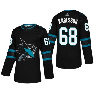 Men's San Jose Sharks Melker Karlsson #68 2018-19 Alternate Reasonable Authentic Pro Jersey - Black