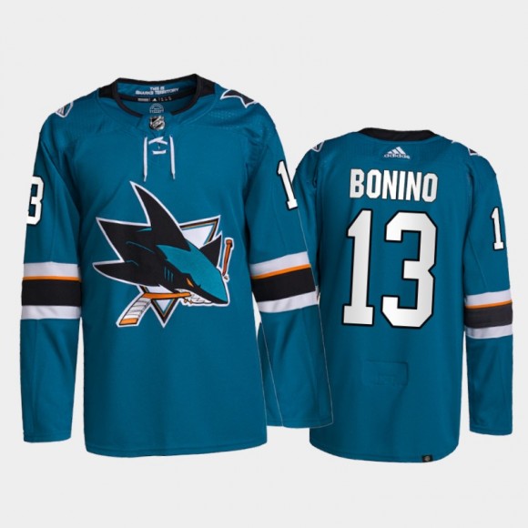2021-22 San Jose Sharks Nick Bonino Home Jersey Teal Primegreen Authentic Pro Uniform