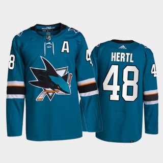 2021-22 San Jose Sharks Tomas Hertl Home Jersey Teal Primegreen Authentic Pro Uniform