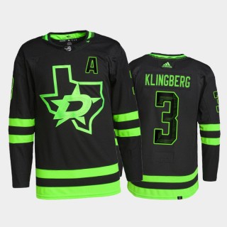 2021-22 Dallas Stars John Klingberg Pro Authentic Jersey Black Alternate Uniform