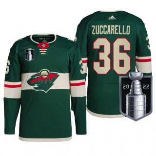 Mats Zuccarello Minnesota Wild 2022 Stanley Cup Playoffs Jersey Green #36 Authentic Pro Uniform
