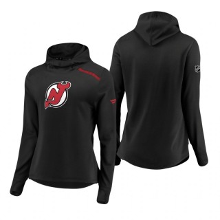 Women's New Jersey Devils Black Authentic Pro Rinkside Transitional Pullover Hoodie