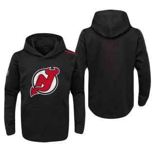 Youth New Jersey Devils Black Authentic Pro Rinkside Fleece Pullover Hoodie